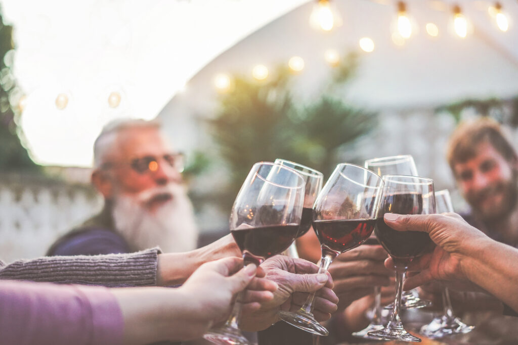 drinking red wine celebration