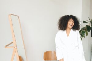 girl with bathrobe