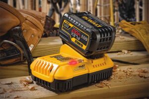 close-up of dewalt battery charger