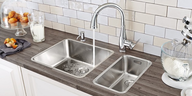 kitchen sink with some kitchen essentials