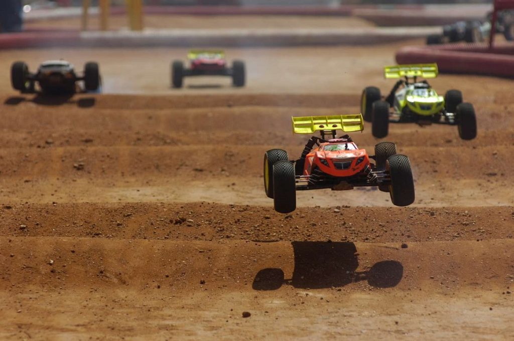 rc cars on a race track