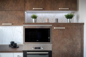 kitchen with modern cabinet hardware