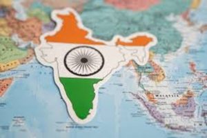 indian flag on a map